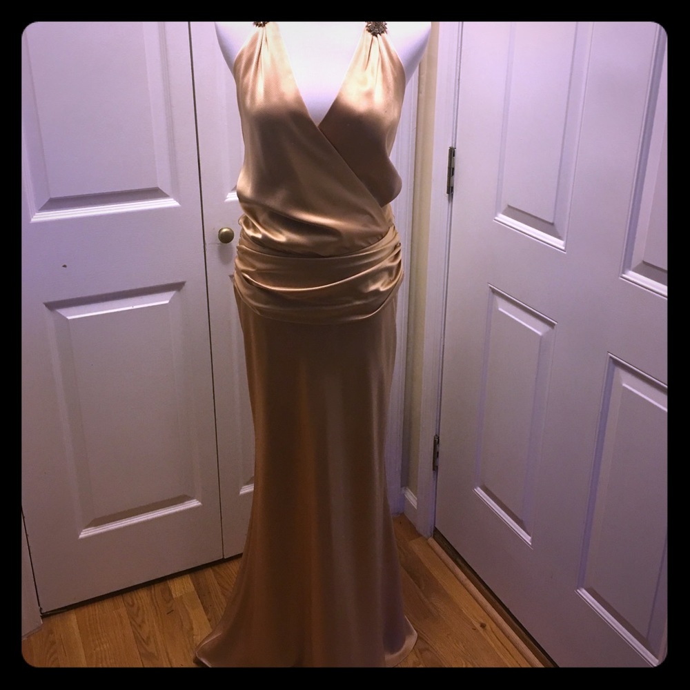 Stunning gold satin ABS gown.